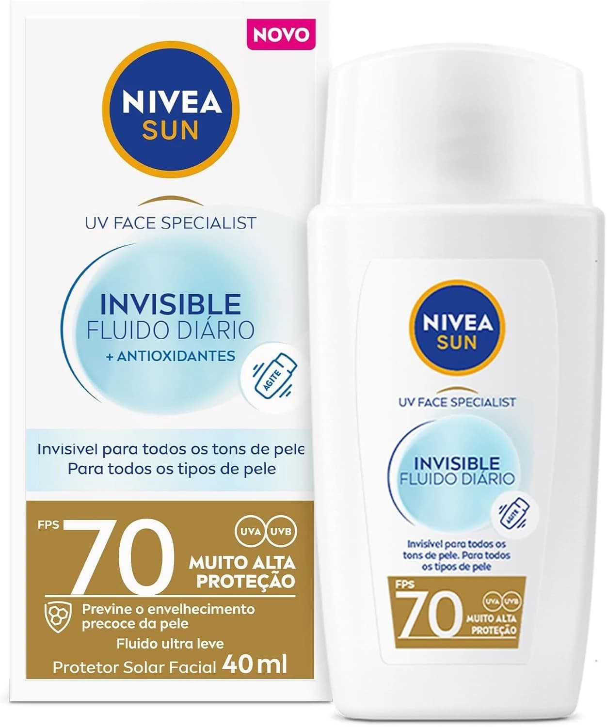 NIVEA SUN Protetor Solar Facial Fluido UV Face Specialist Invisible FPS 70 40ml